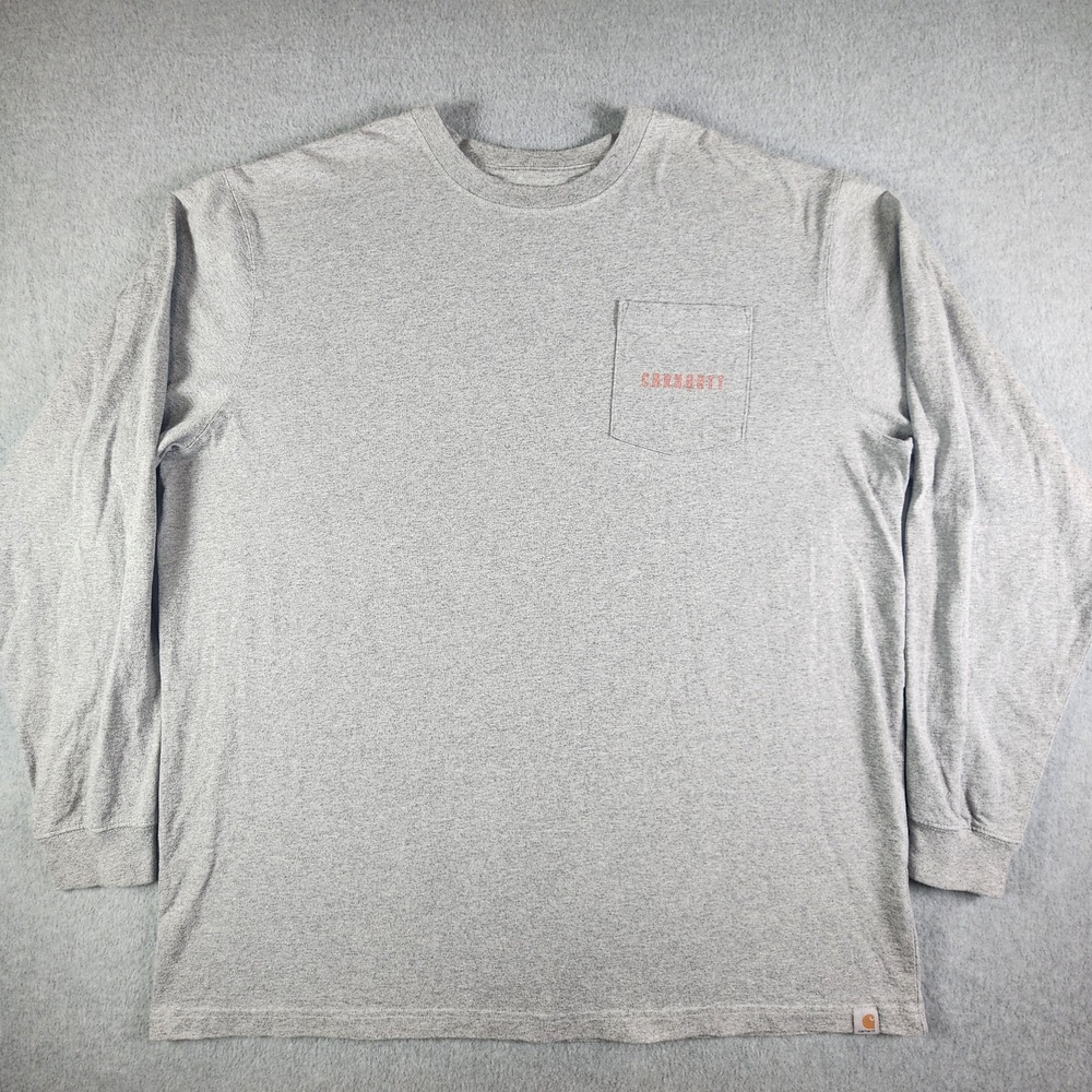 Carhartt Loose Fit Shirt Mens 2XL-Tall Gray Heavyweight Long-Sleeve Pocket Tee